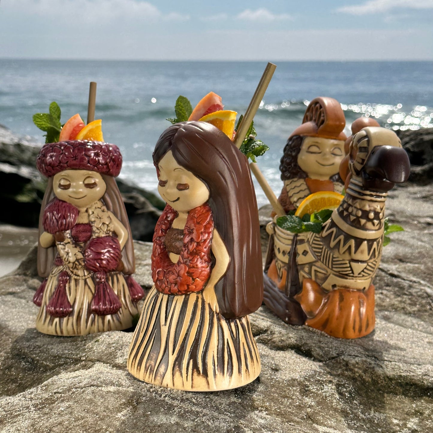 "it's a hula world" Tiki Mug, Hula Girl Too - #3 of a 4 mug series, sculpted by Thor - Ready to Ship (FREE SHIPPING in U.S.)