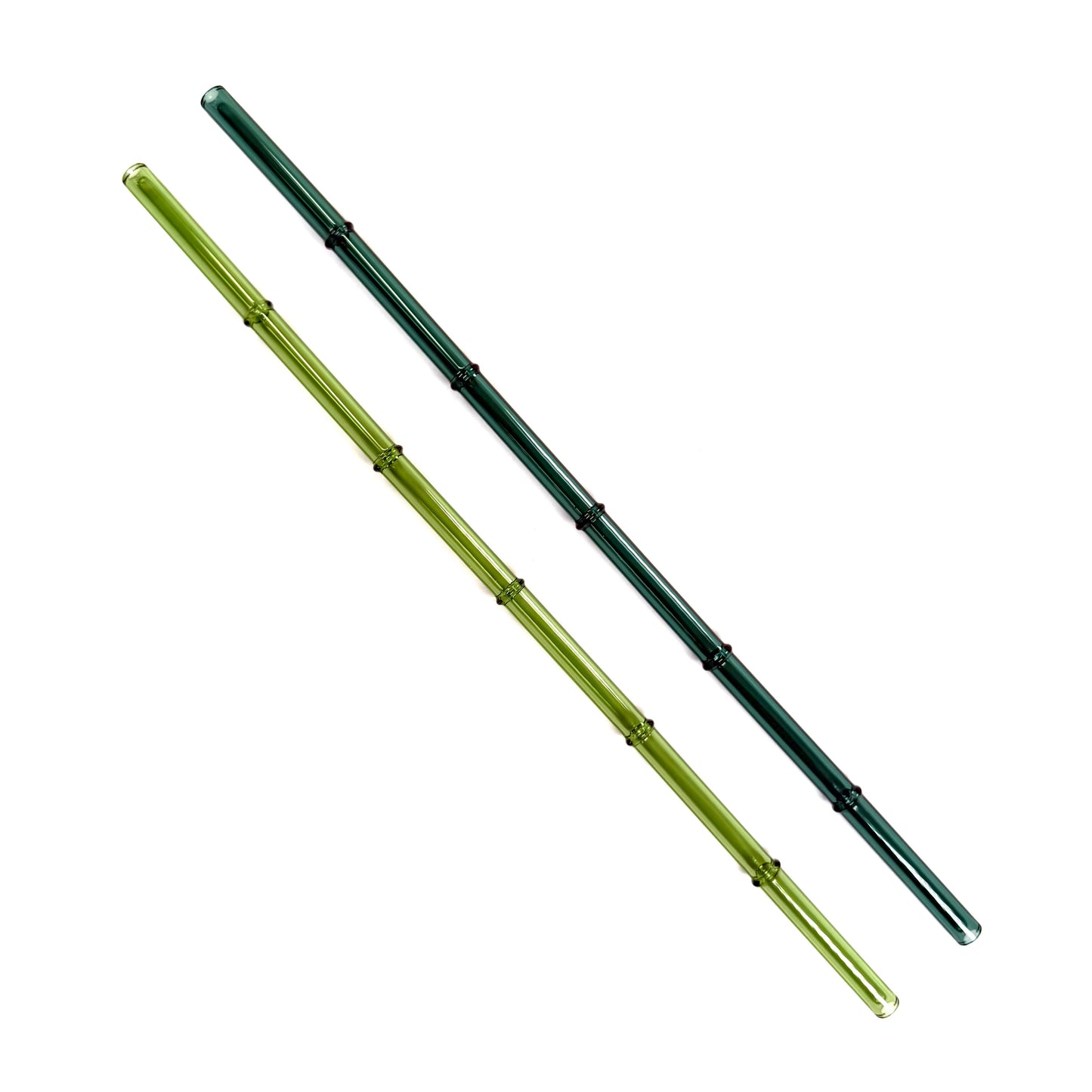 'Monstera' Glass Bamboo Straw Set of Two (2) - Ready to Ship!