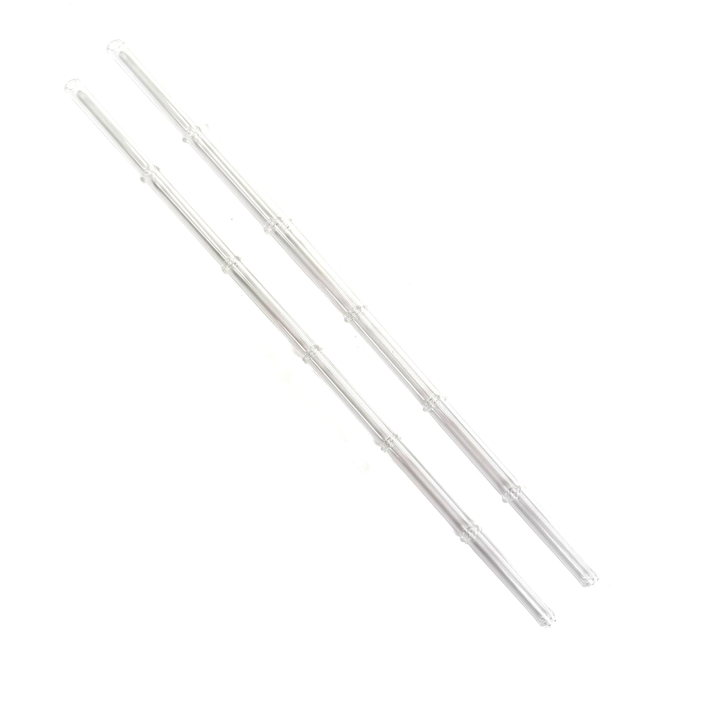 'Clear' Glass Bamboo Straw Set of Two (2) - Ready to Ship!