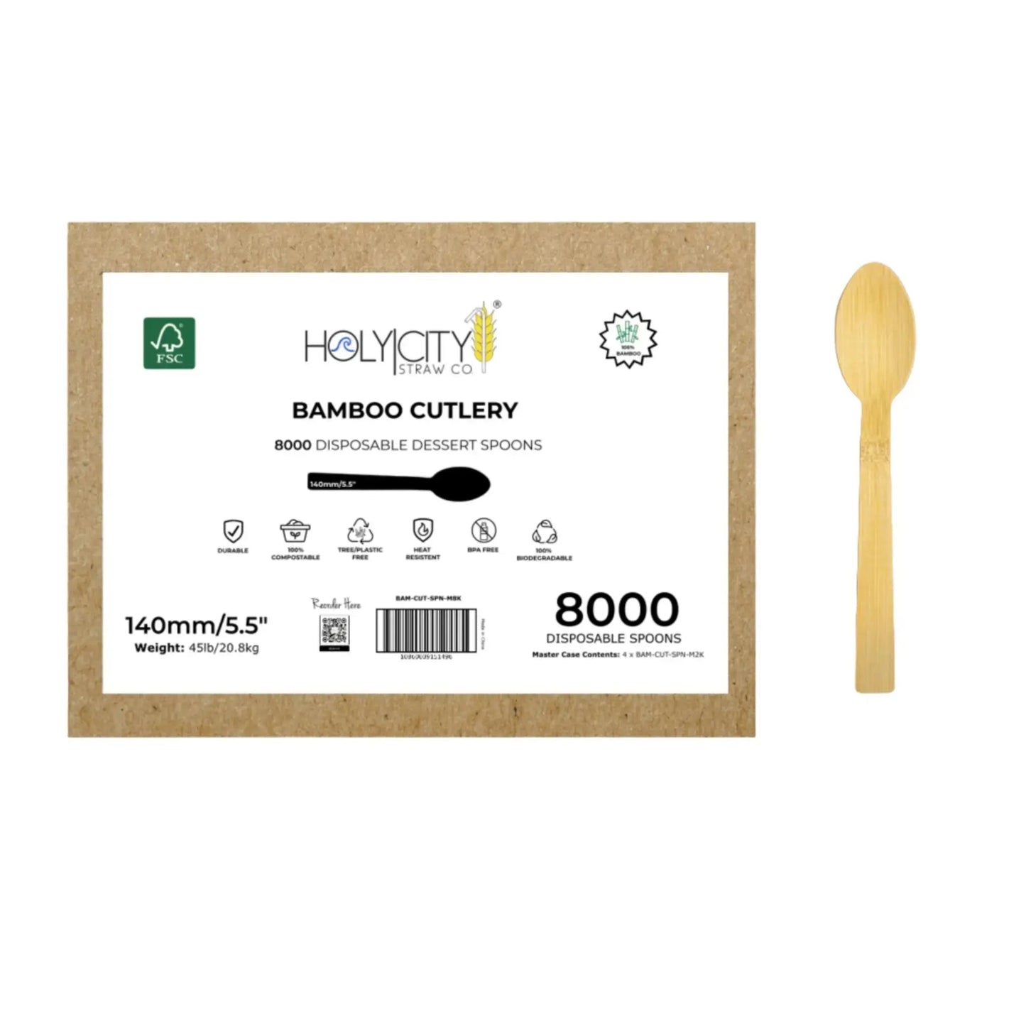 5.5" Bamboo Dessert Spoons