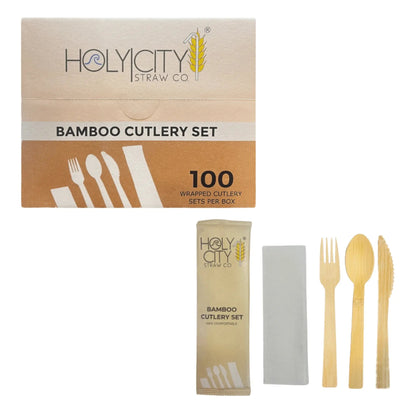 6.7" Wrapped Bamboo Cutlery Set