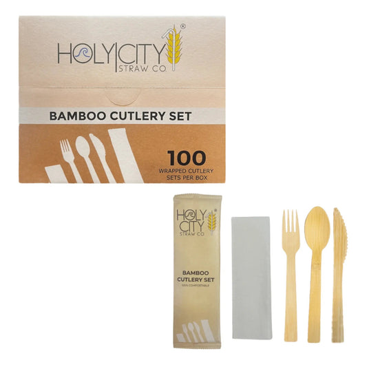 6.7" Wrapped Bamboo Cutlery Set