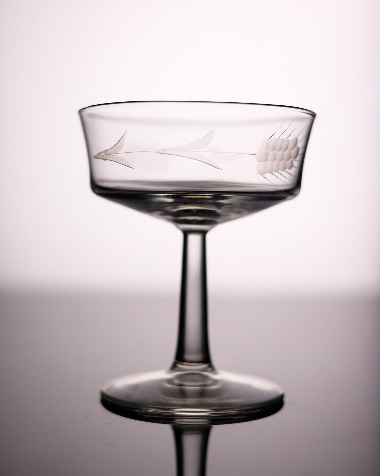 Vintage hand-etched Coupe Glass - 6oz