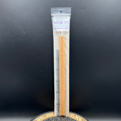 Surfside Sips "Tiki Bamboo" 8" Reusable glass straw travel kit