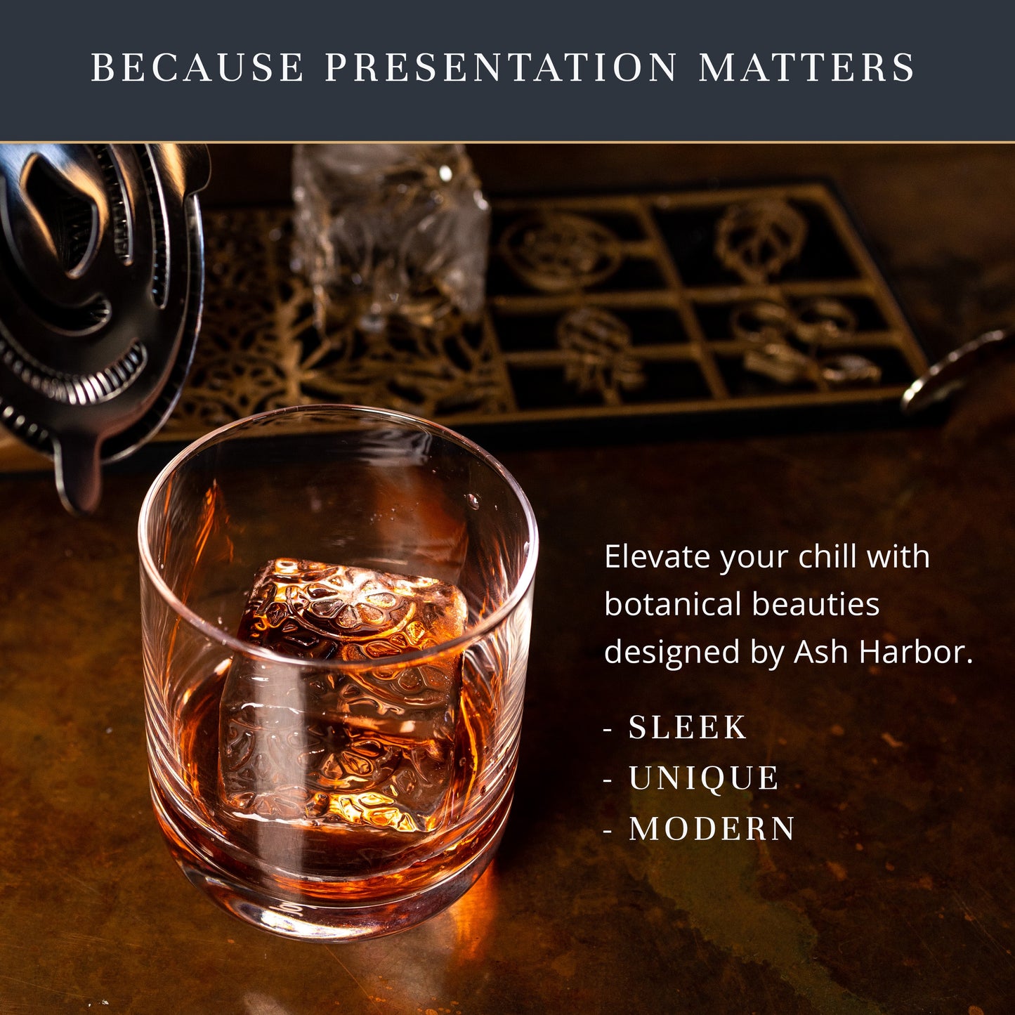 Botanicals Ice Design Tray for Clear Ice Cocktails and Whiskey