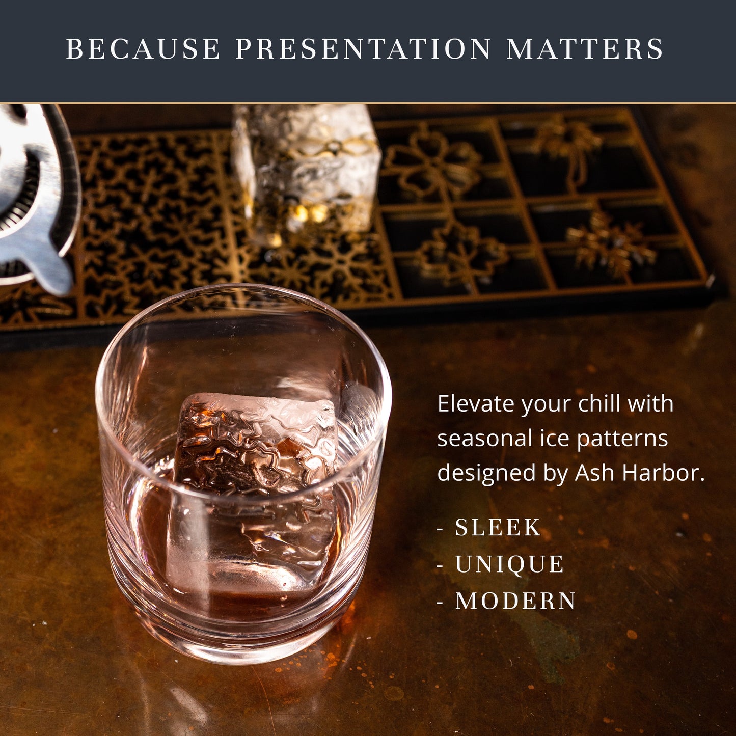 Seasons Ice Design Tray for Clear Ice Cocktails and Whiskey