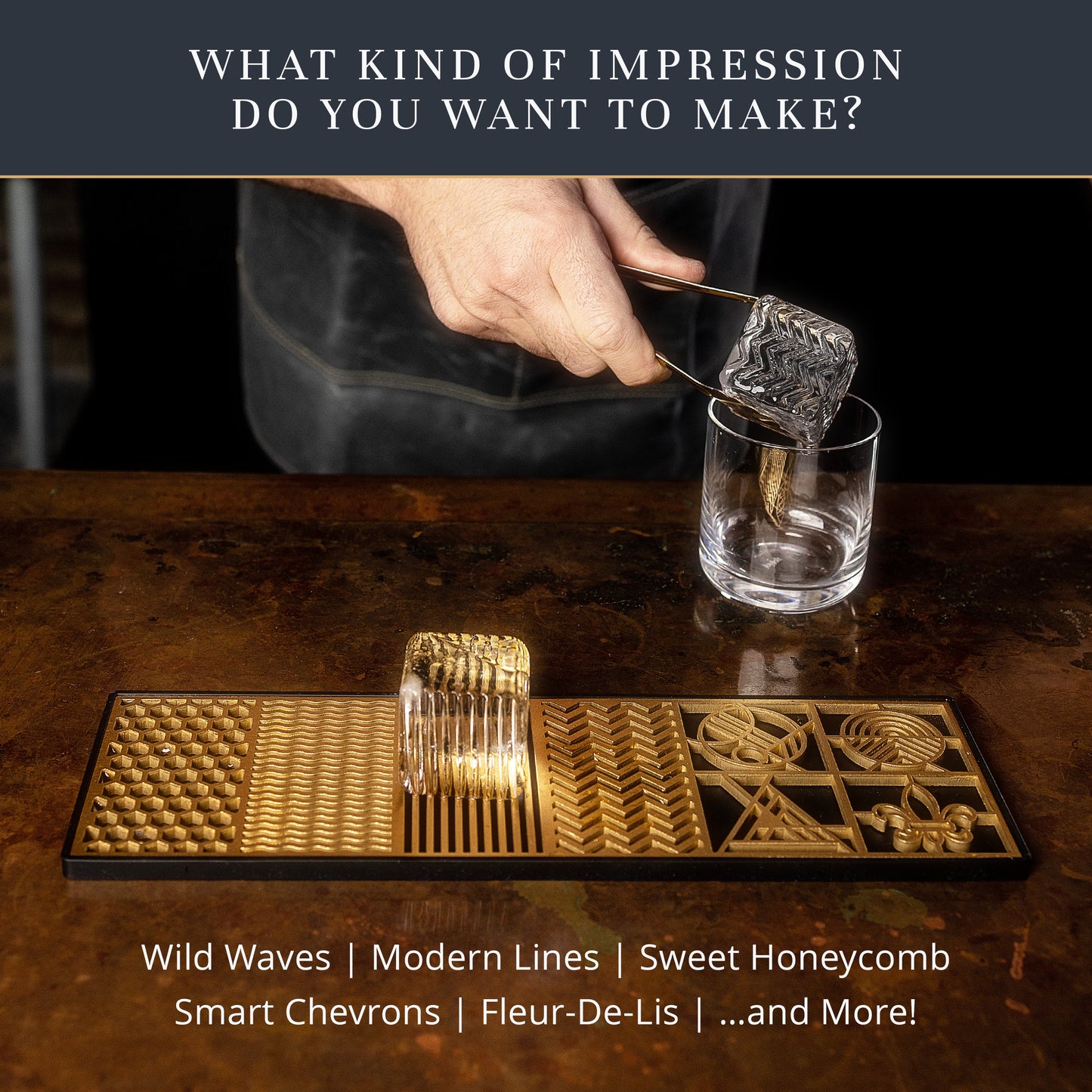 Patterns Ice Designer Tray for Clear Ice Cocktails and Whiskey