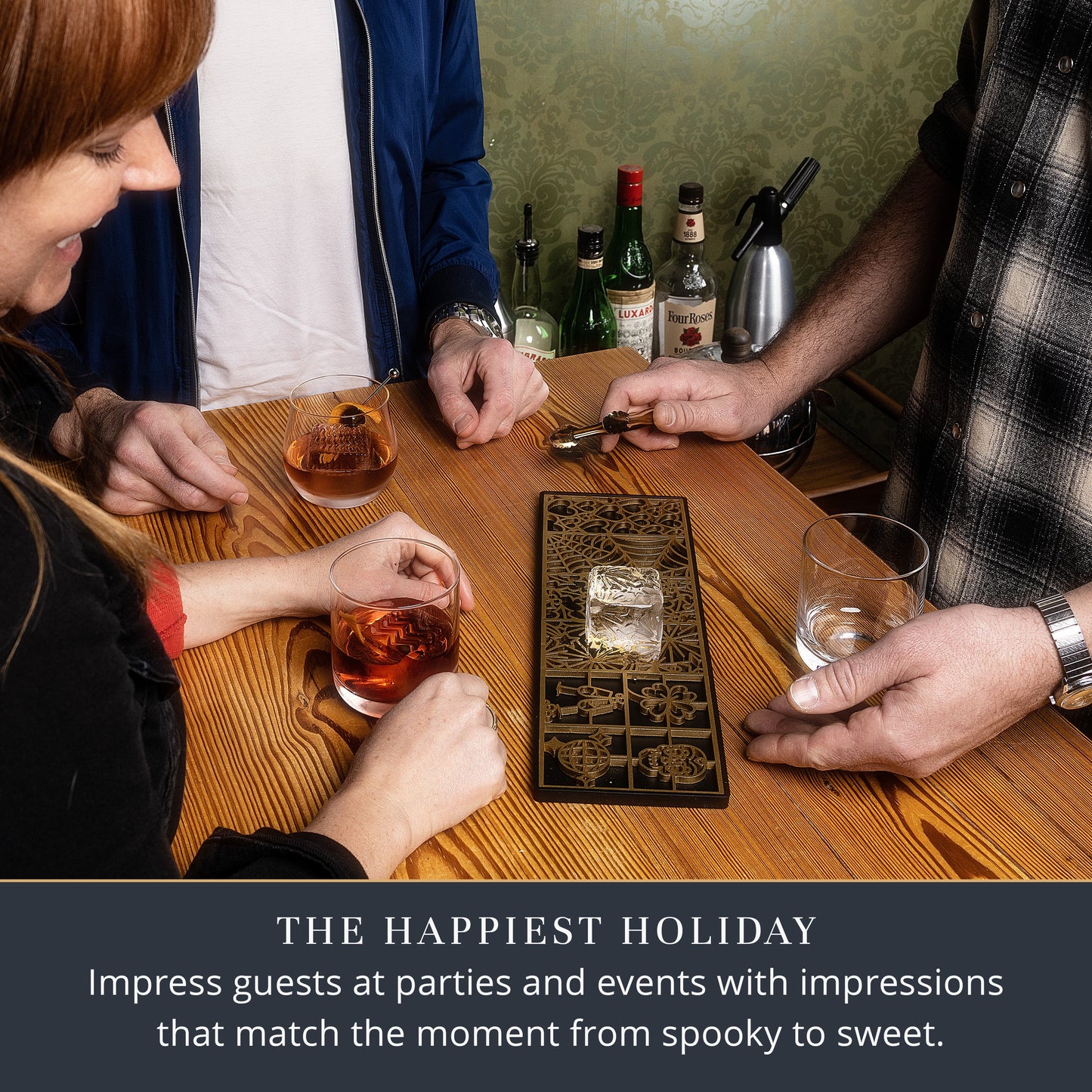 Holidays Ice Designer Tray for Clear Ice Cocktails and Whiskey