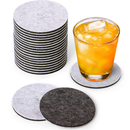 Premium Felt Coasters for Drink Set of 18 Pcs - (Round)
