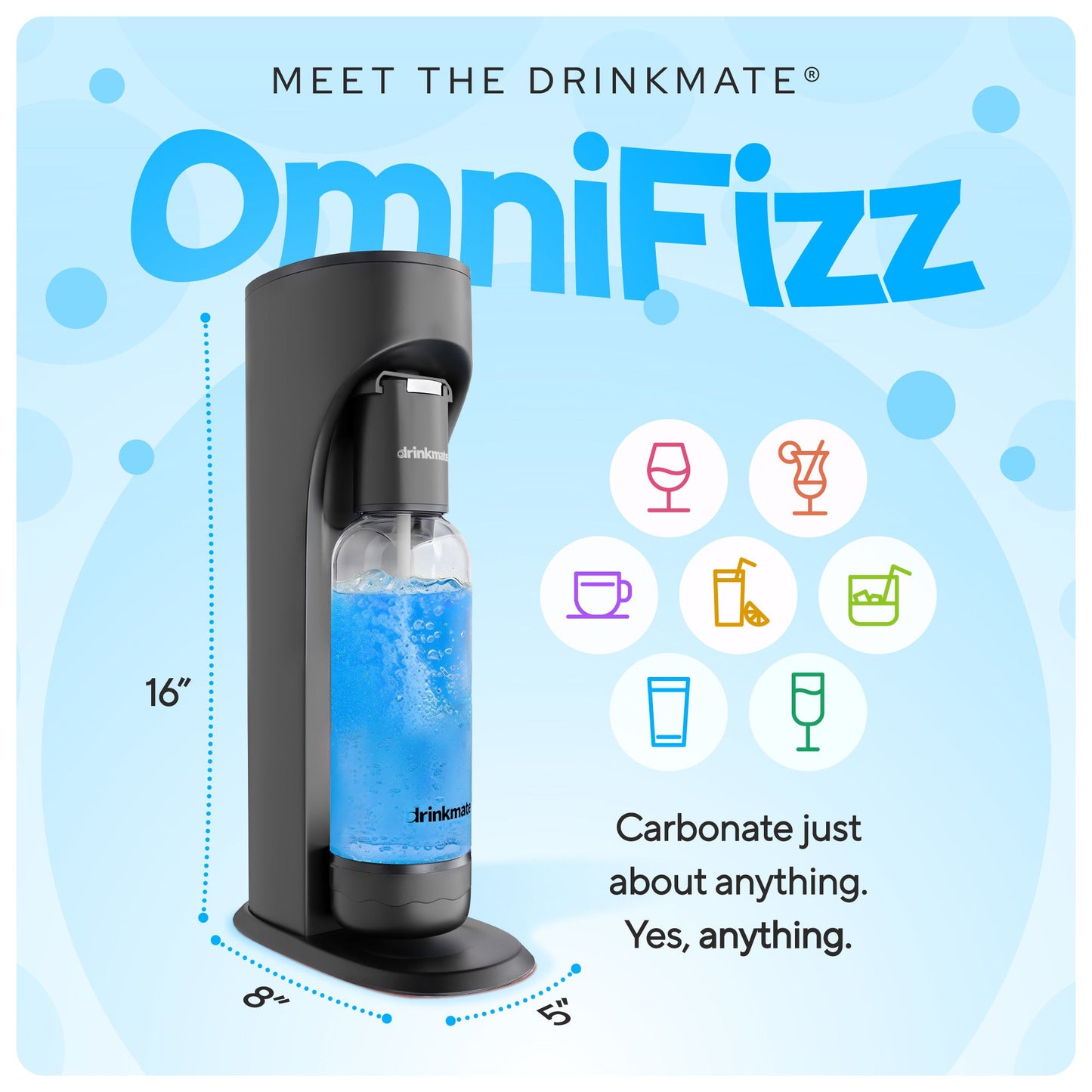 OmniFizz Without CO2, Sparkling Water and Soda Maker, Carbonates ANY Drink