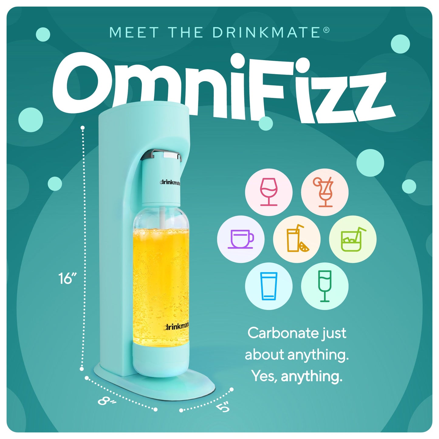 OmniFizz ULTIMATE BUNDLE, Sparkling Water and Soda Maker, Carbonates ANY Drink