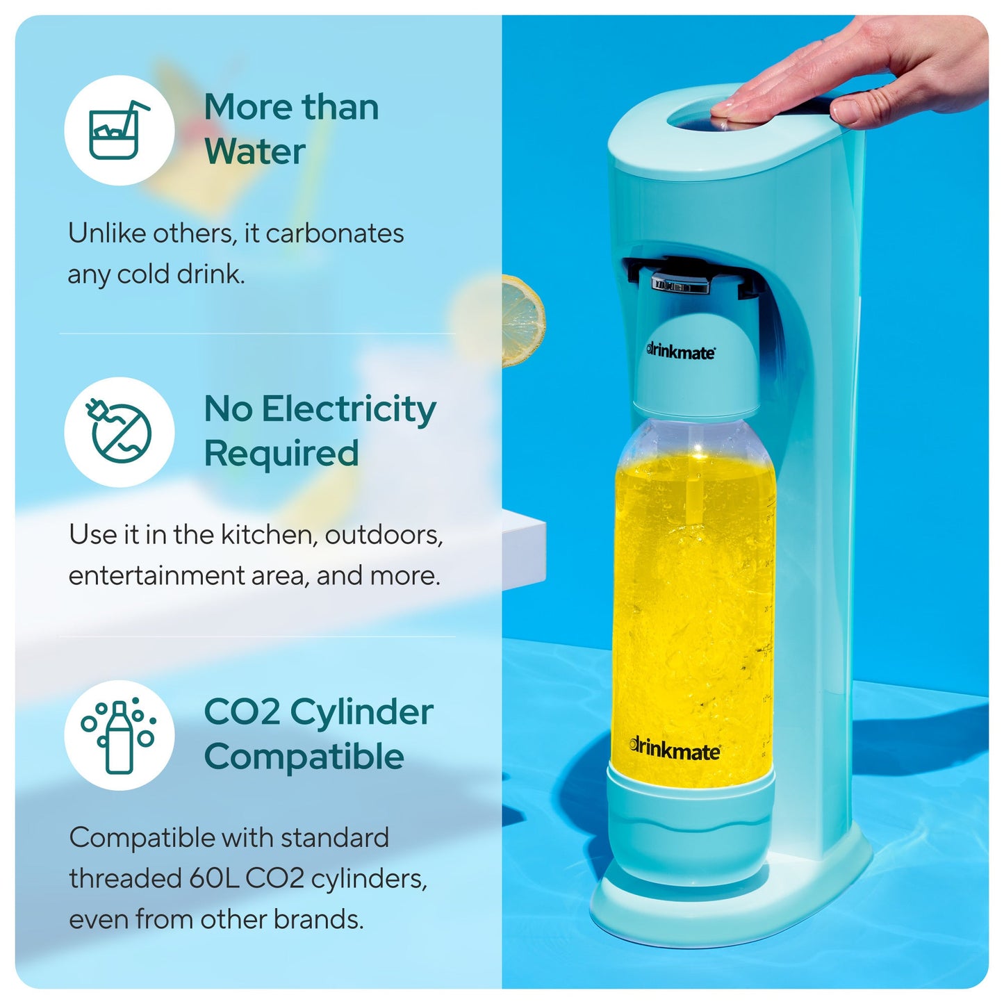 OmniFizz FOUR CYLINDER BUNDLE, Sparkling Water and Soda Maker, Carbonates ANY Drink