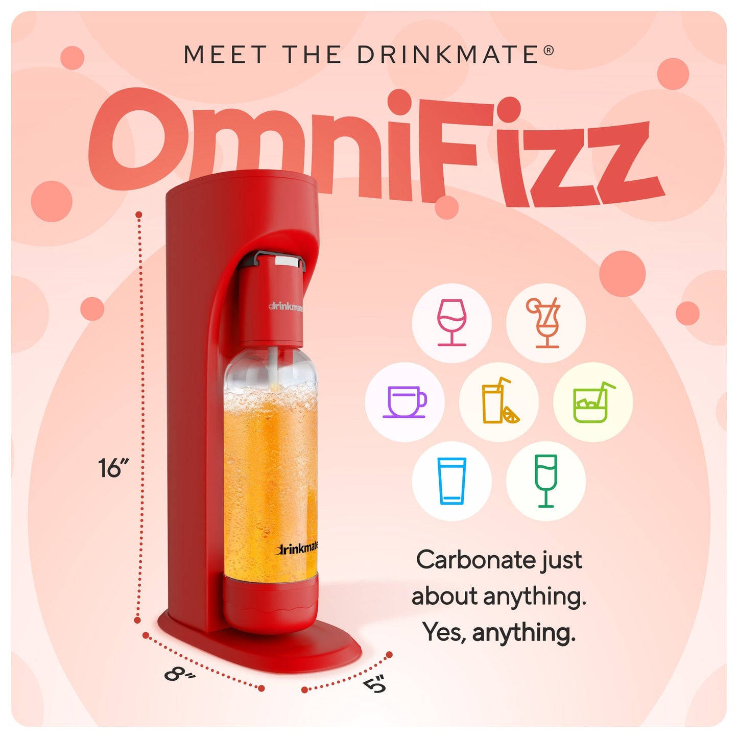OmniFizz ULTIMATE BUNDLE, Sparkling Water and Soda Maker, Carbonates ANY Drink