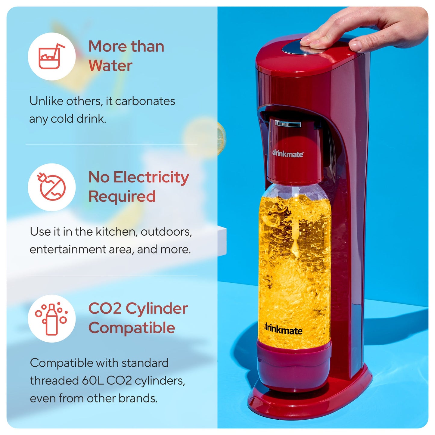 OmniFizz FOUR CYLINDER BUNDLE, Sparkling Water and Soda Maker, Carbonates ANY Drink