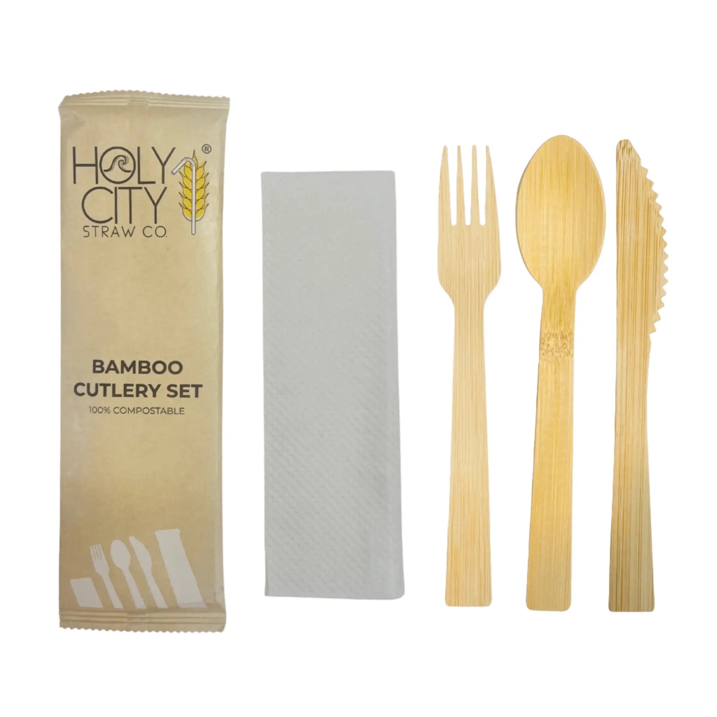 6.7" Wrapped Bamboo Cutlery Set