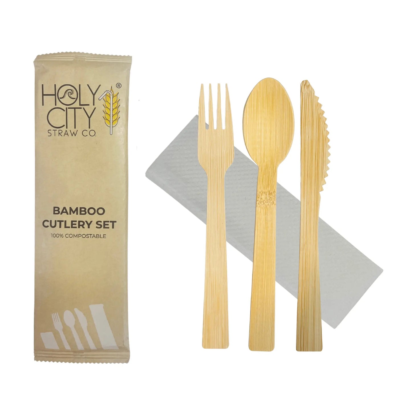6.7" Wrapped Bamboo Cutlery Set
