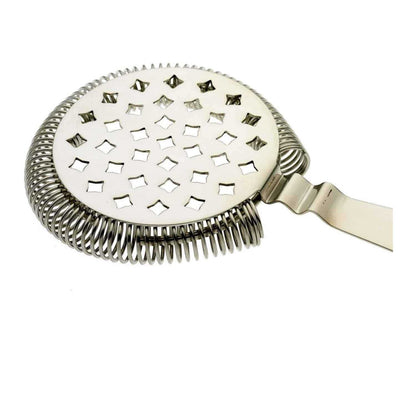A Stainless Steel Barfly Classic Hawthorne Spring Bar Strainer on a white background