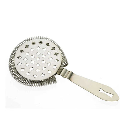 A Stainless Steel Barfly Classic Hawthorne Spring Bar Strainer on a white background