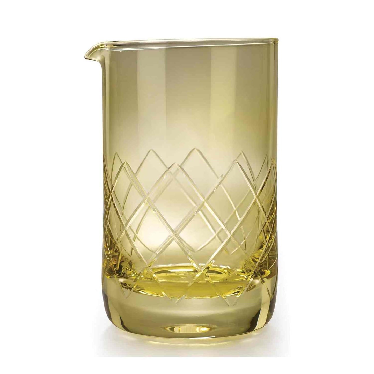 A Gold Barfly Mixing Glass 17oz (500 ml) with geometric patterns on a white background