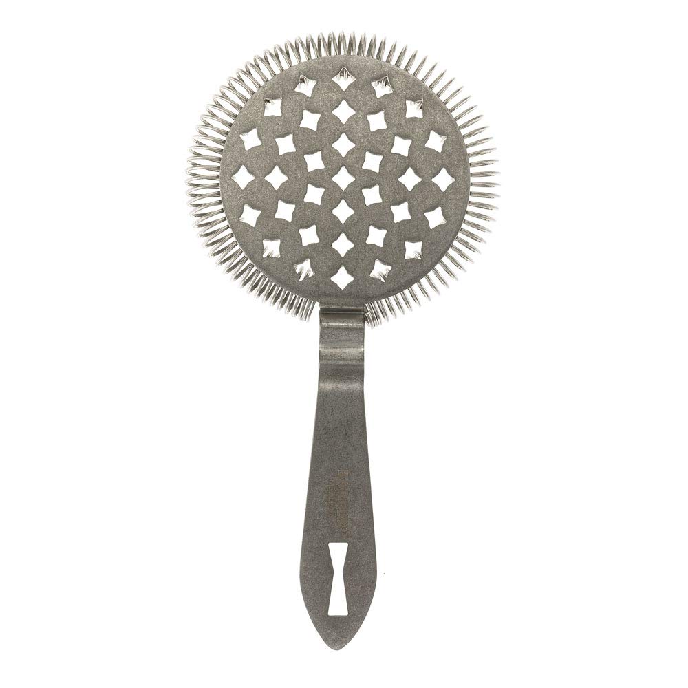 A Vintage Barfly Classic Hawthorne Spring Bar Strainer on a white background