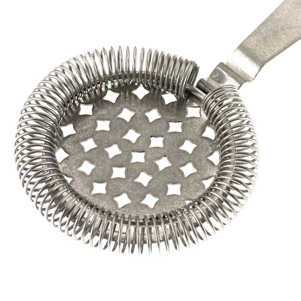 A Vintage Barfly Classic Hawthorne Spring Bar Strainer on a white background
