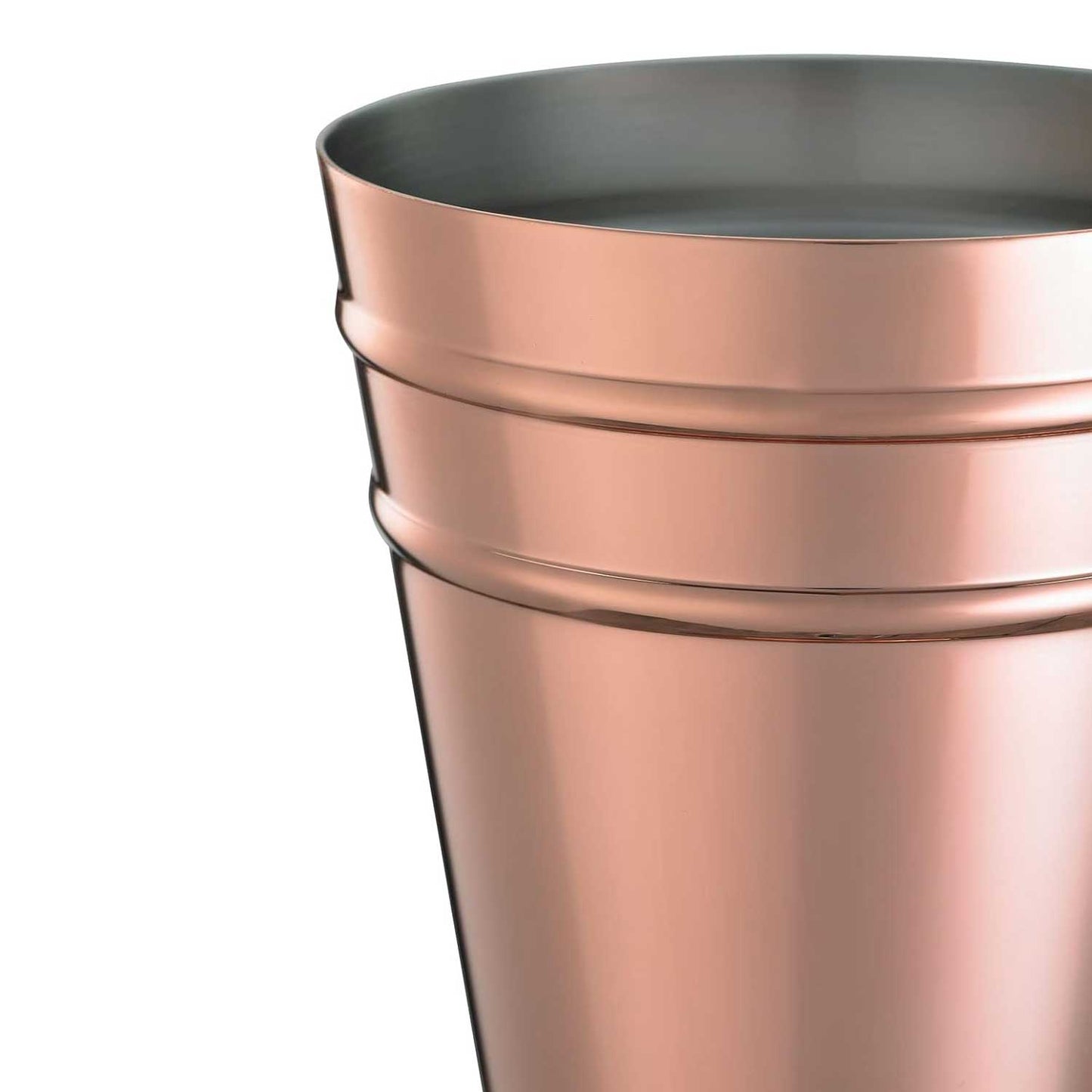 Close up of  AaCopper Plated Barfly Deluxe Julep Cup 13.5oz on a white background.