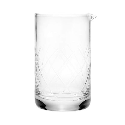 A Barfly Drink Mixing Glass, 24oz, 700ml with diamond pattern on a white background