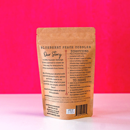 Blueberry Peach Cobbler Alcohol Infusion Cocktail or Mocktail Kit