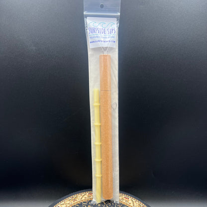 Surfside Sips "Tiki Bamboo" 8" Reusable glass straw travel kit