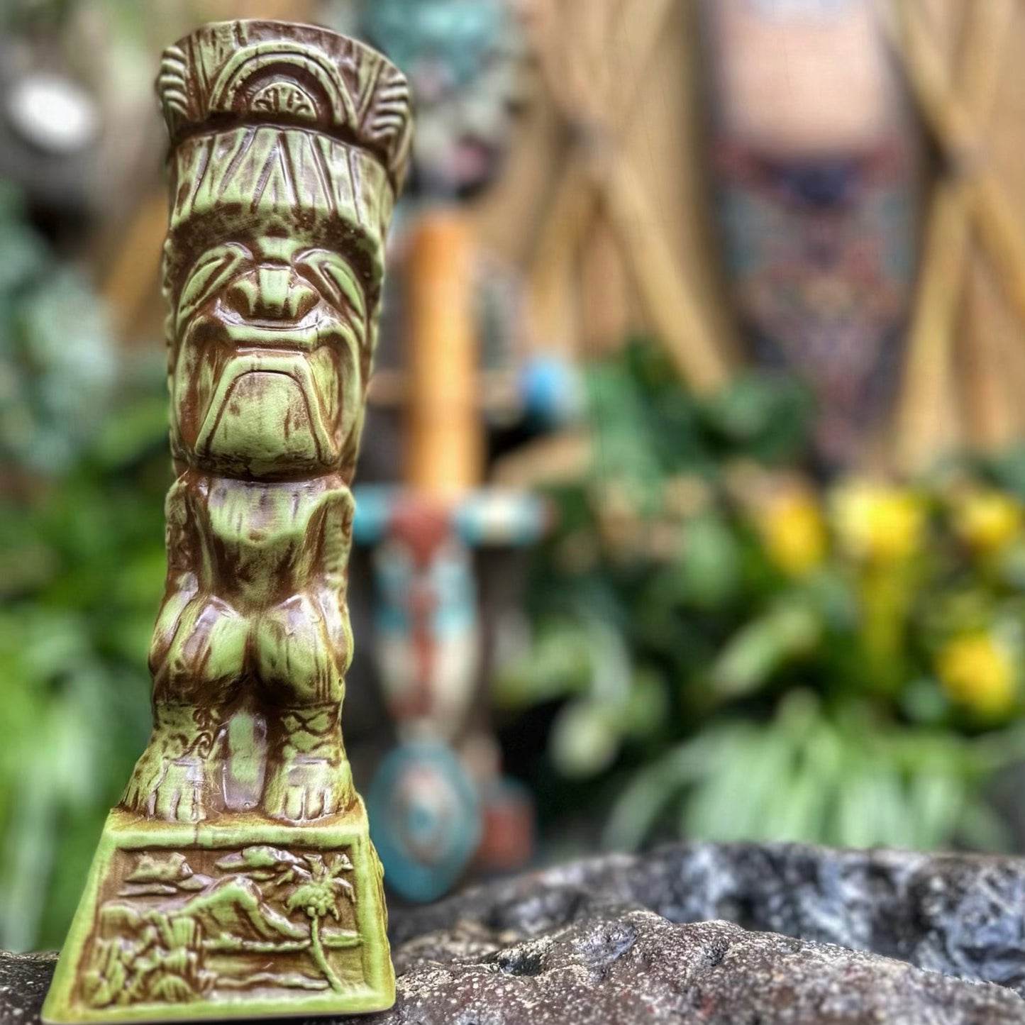 Journey to Hawaii Tiki Mug - Jungle Relic Green Limited Edition of 300, designed by Lost Tiki, Jeff Granito, Thor, and sculpted by Thor - Ready to Ship! (FREE SHIPPING in U.S.)