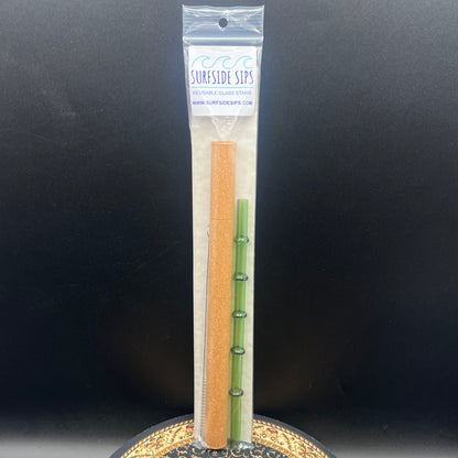 Surfside Sips "Tiki Bamboo" 8" Reusable glass straw travel kit