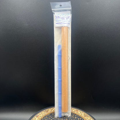 Surfside Sips "Tiki Bamboo" 8" Reusable glass straw travel kit