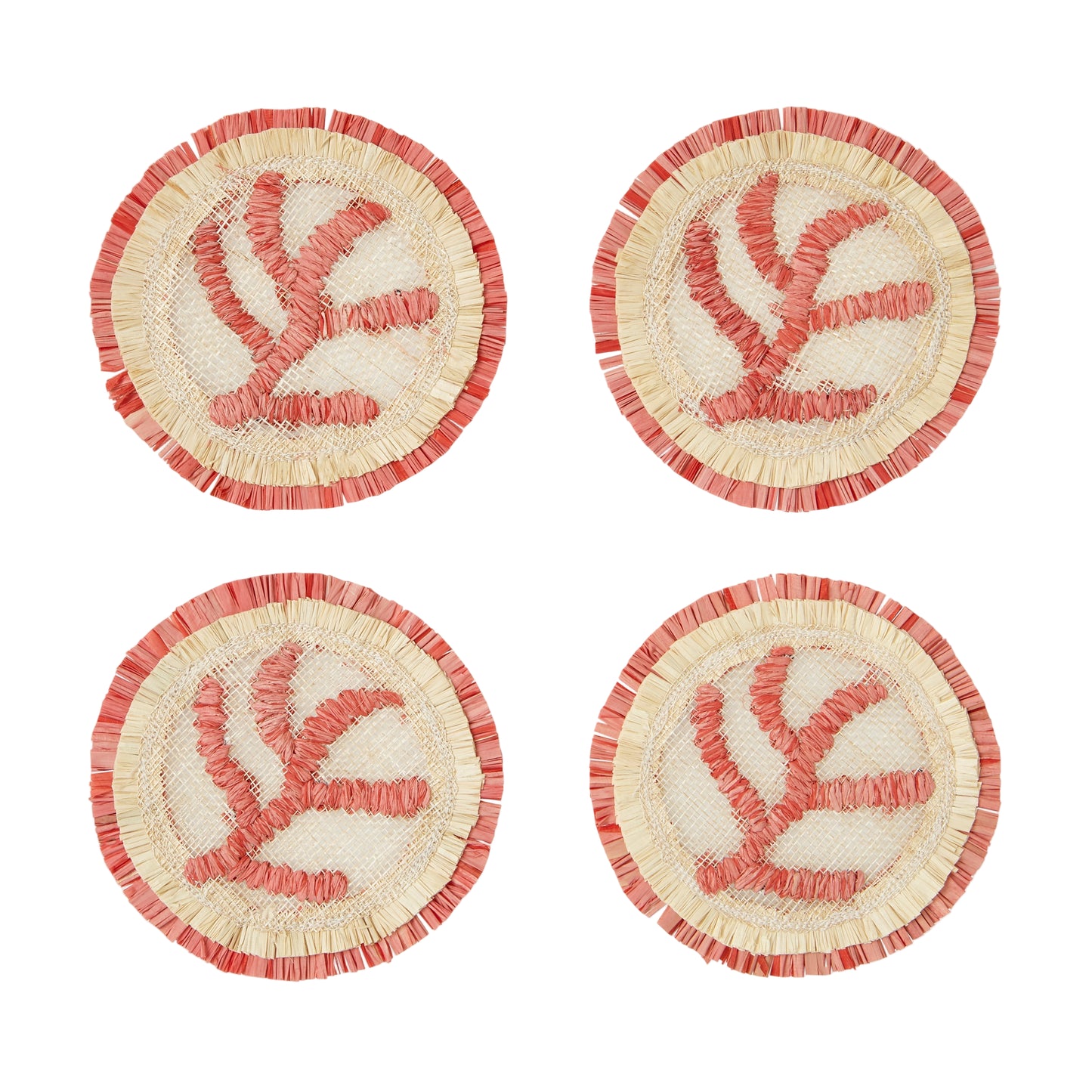 Coral straw coasters - Set of 4