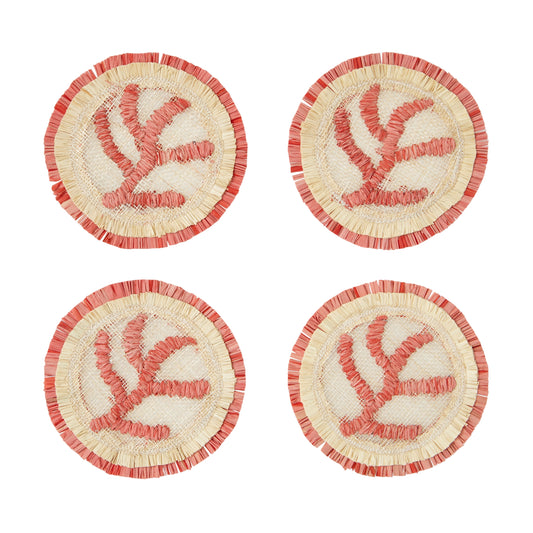 Coral straw coasters - Set of 4