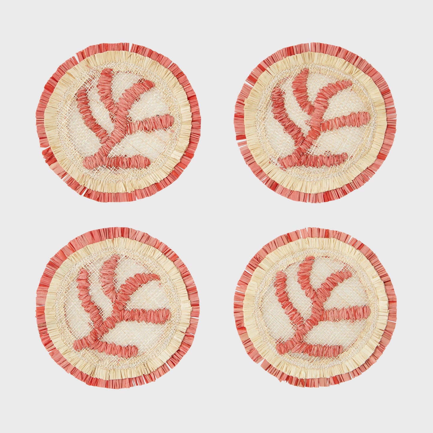 Coral straw coasters - Set of 4