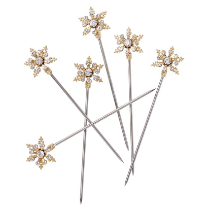 Snowflake cocktail picks, crystal - Set of 6