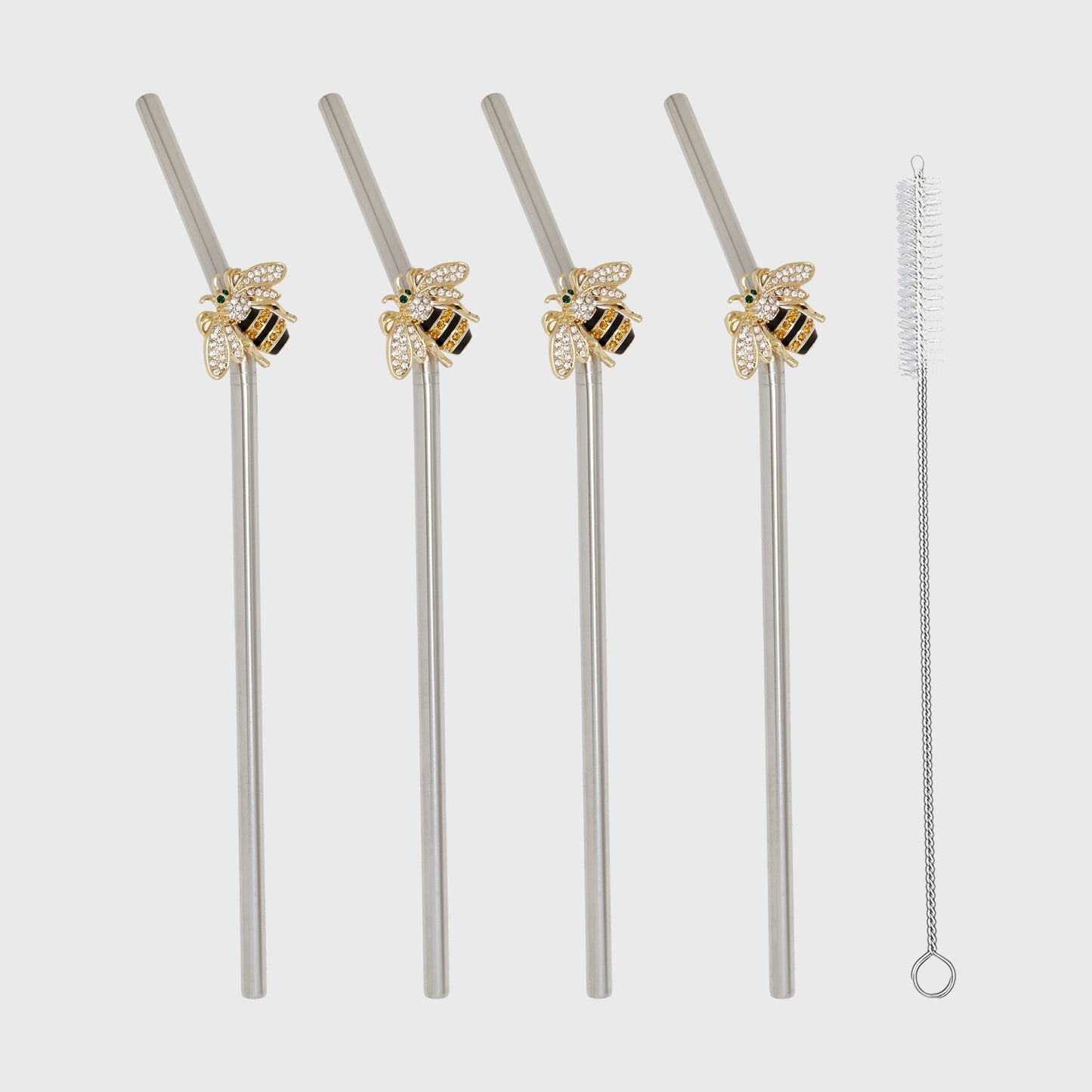 Stripey bee metal straws - Set of 4