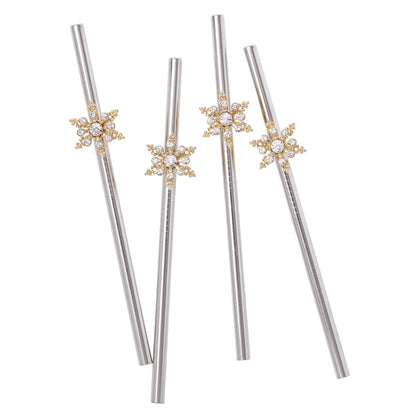 Snowflake metal cocktail straws - Set of 4