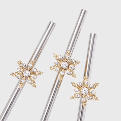 Snowflake metal cocktail straws - Set of 4