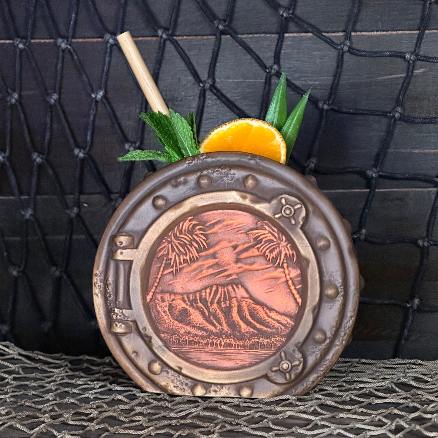 DIVE! DIVE! DIVE!  Sunset Edition - Ceramic Tiki Mug, sculpt by Thor - Ready to Ship! (FREE SHIPPING in U.S.)