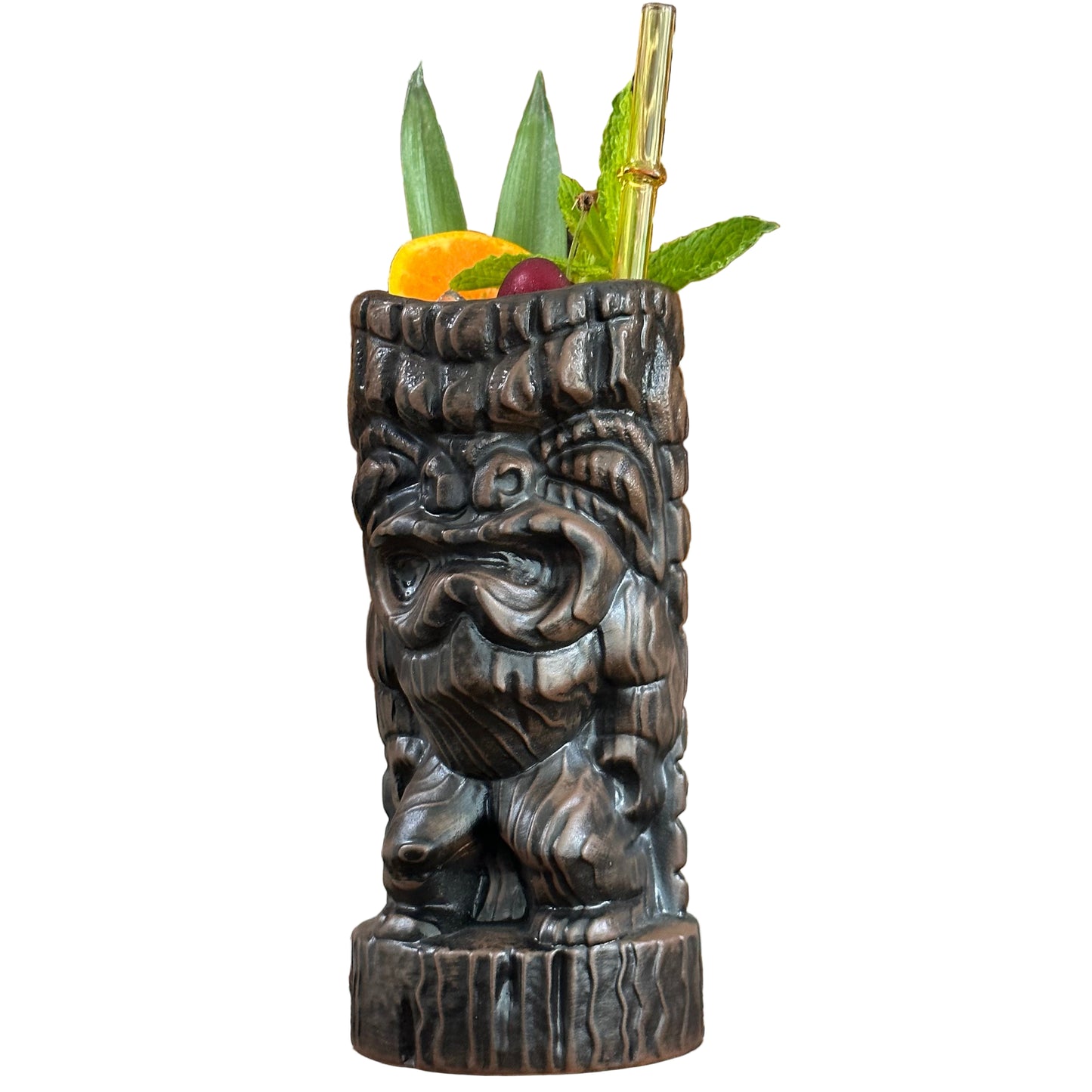 Hoa Kahiko Ku Tiki Mug (Dark Wood glaze), sculpted by Thor - Ceramic - Ready to Ship (FREE SHIPPING in U.S.)