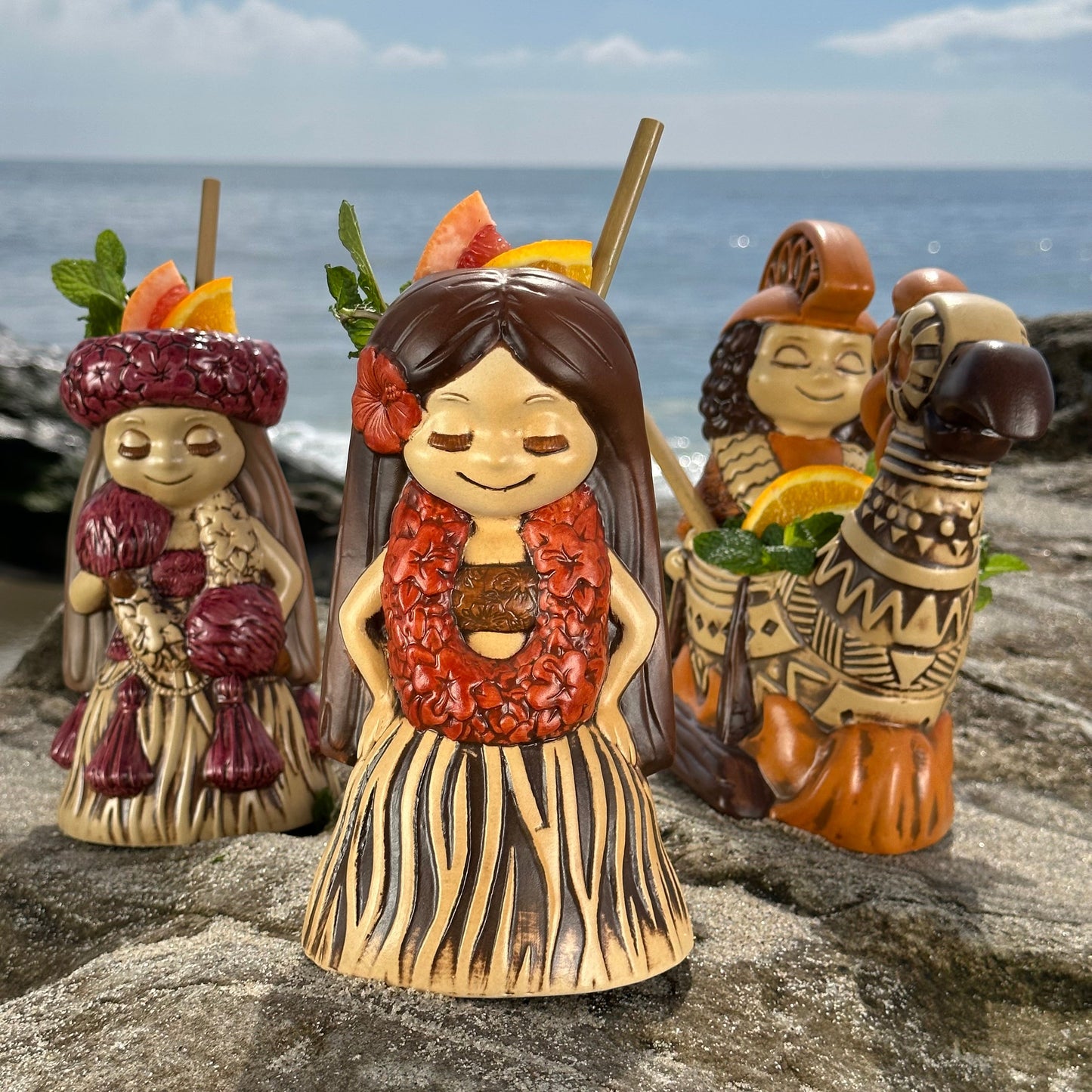 "it's a hula world" Tiki Mug, Hula Girl Too - #3 of a 4 mug series, sculpted by Thor - Ready to Ship (FREE SHIPPING in U.S.)