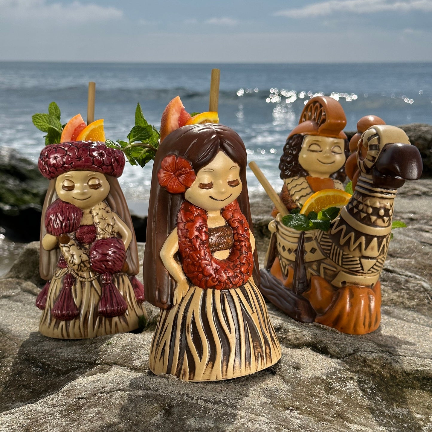 "it's a hula world" Tiki Mug, Hula Girl Too - #3 of a 4 mug series, sculpted by Thor - Ready to Ship (FREE SHIPPING in U.S.)