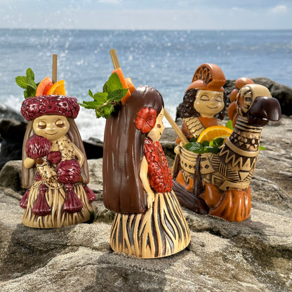 "it's a hula world" Tiki Mug, Hula Girl Too - #3 of a 4 mug series, sculpted by Thor - Ready to Ship (FREE SHIPPING in U.S.)