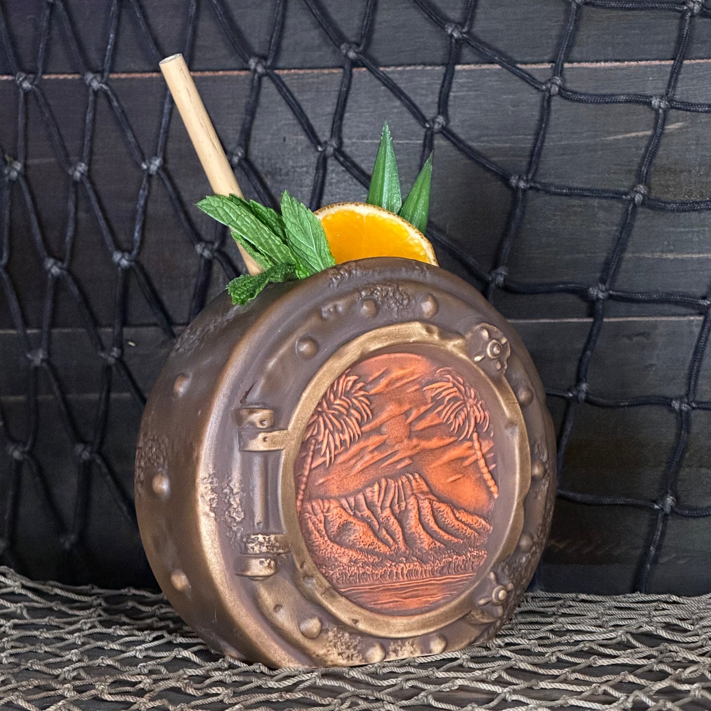 DIVE! DIVE! DIVE!  Sunset Edition - Ceramic Tiki Mug, sculpt by Thor - Ready to Ship! (FREE SHIPPING in U.S.)