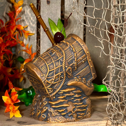 Sunken Treasure (Brown) Ceramic Tiki Mug - Ready to Ship! (FREE SHIPPING in U.S.)