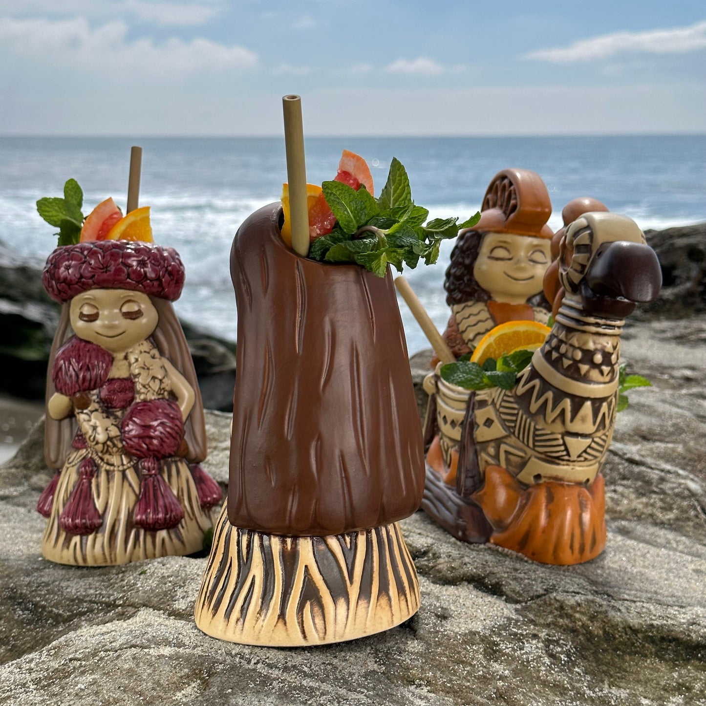 "it's a hula world" Tiki Mug, Hula Girl Too - #3 of a 4 mug series, sculpted by Thor - Ready to Ship (FREE SHIPPING in U.S.)