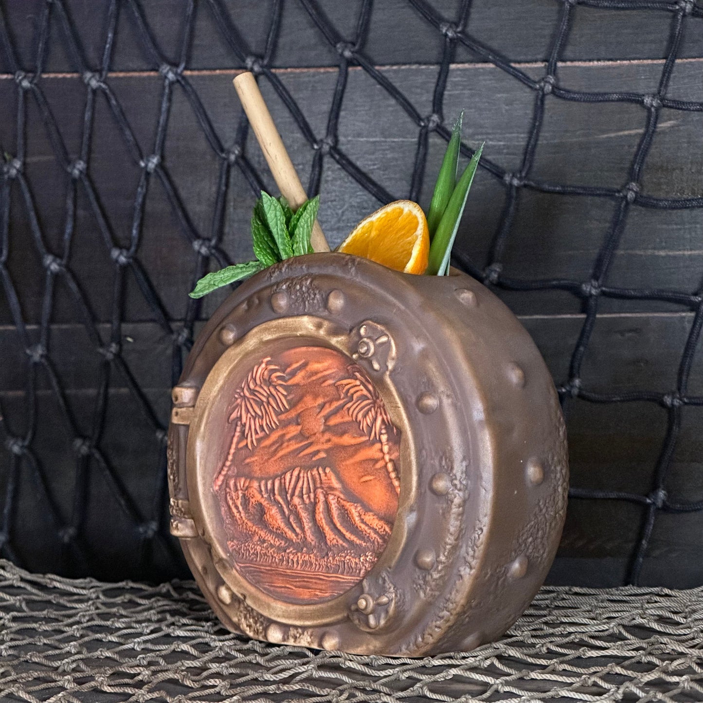 DIVE! DIVE! DIVE!  Sunset Edition - Ceramic Tiki Mug, sculpt by Thor - Ready to Ship! (FREE SHIPPING in U.S.)
