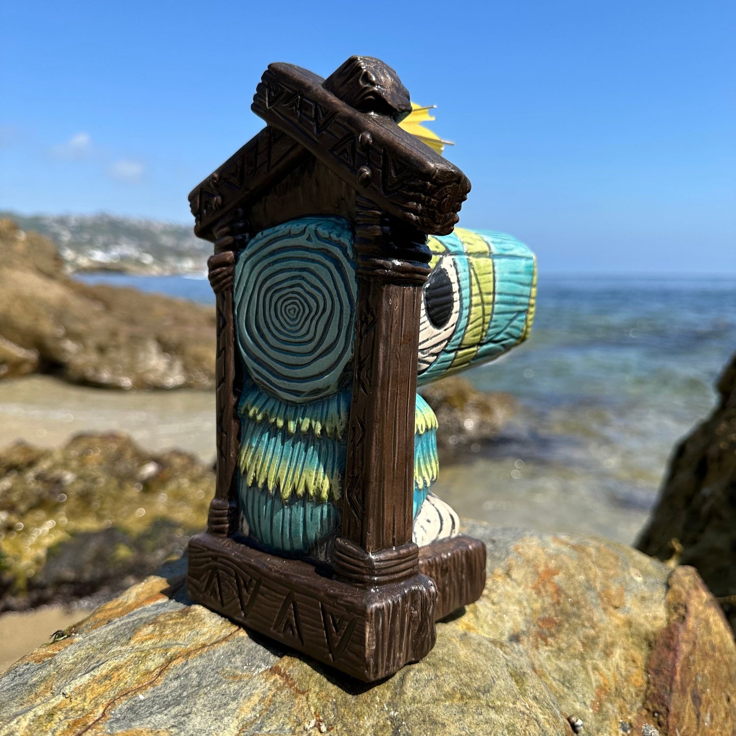 Tiki tOny's Hanging Toucan Tiki Mug (Blue-Green), sculpted by Thor - Ready to Ship! (FREE SHIPPING in U.S.)