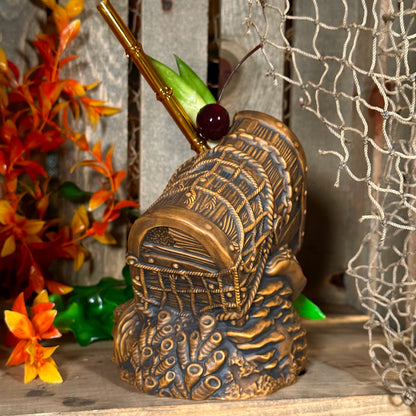 Sunken Treasure (Brown) Ceramic Tiki Mug - Ready to Ship! (FREE SHIPPING in U.S.)